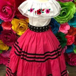 Mexican Red SKIRT ONLY day of the dead Handmade- B